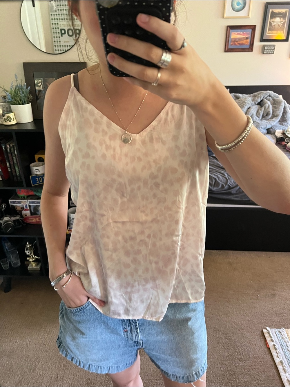 Pink cheetah silky tank